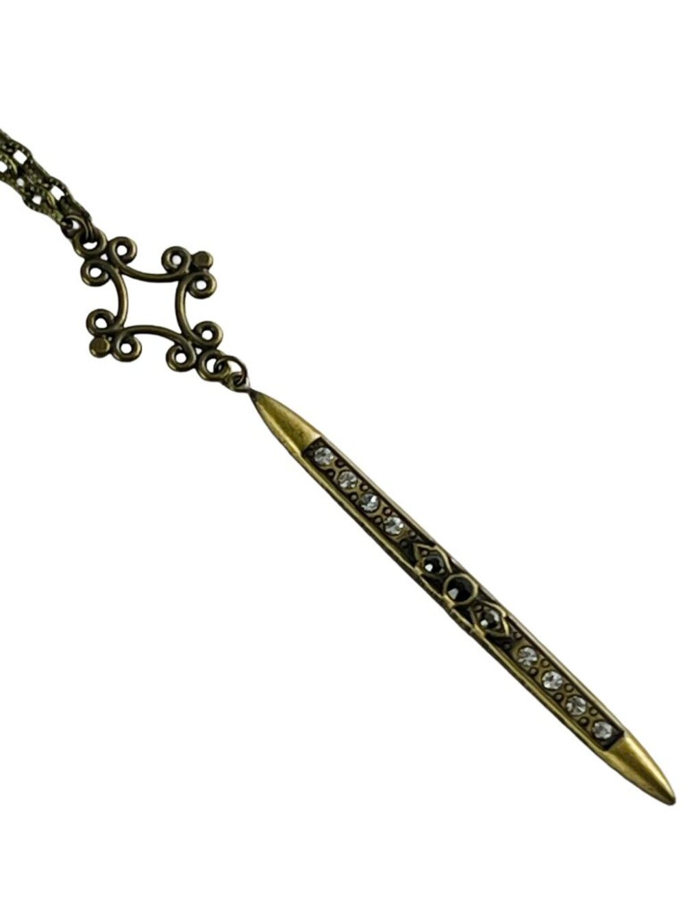 Vintage Style Antique Bronze Filigree Pendulum Pendant Necklace